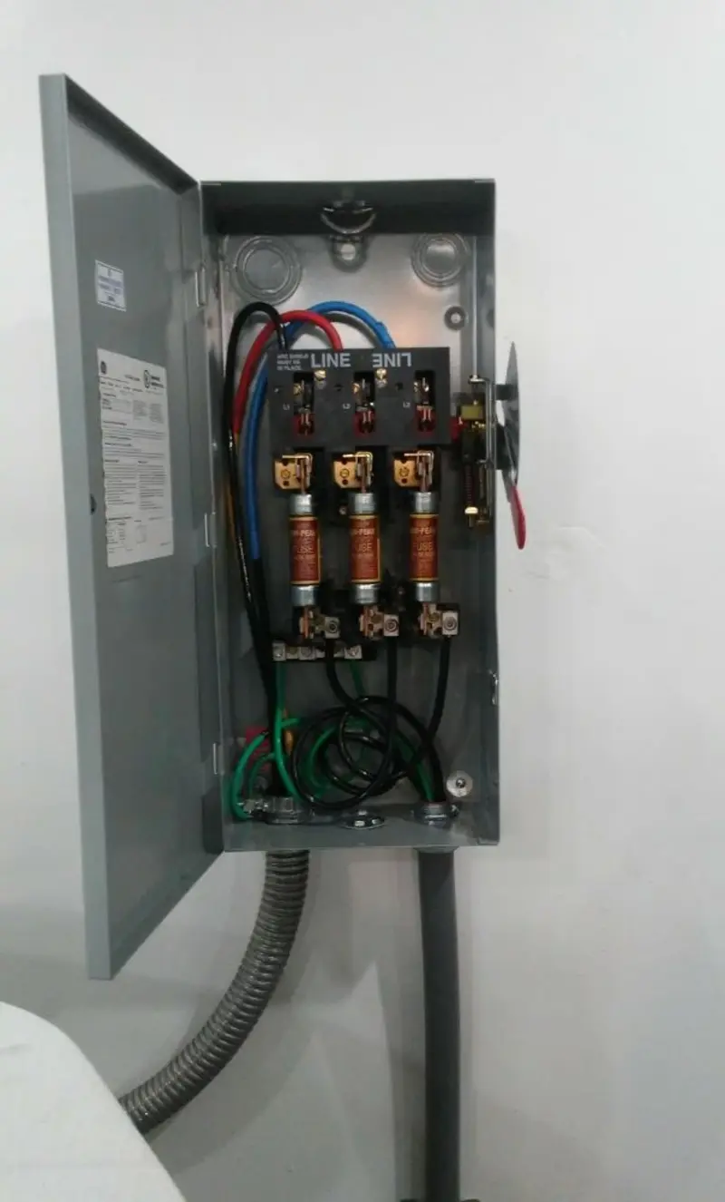 Three-phase disconnect switch installed for Electrical Wiring & Rewiring in Andrews AFB